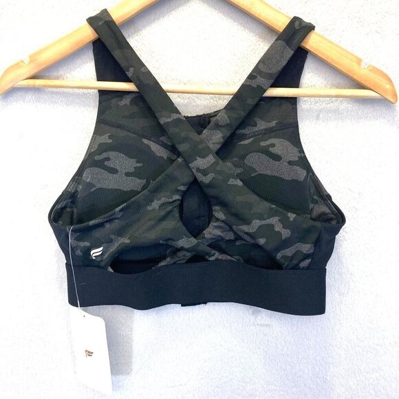 NWT Fabletics Ella High Support Zip Front Sports Bra Small S Black Gray Camo - Picture 2 of 10